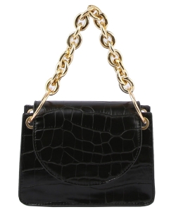 Croc Chain Link Convertible Bag Fanny Pack LHU428 BLACK